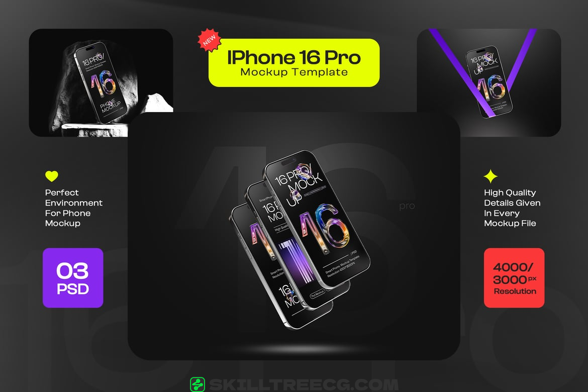 iPhone 16 Pro Mockup Set（759327）-技能树
